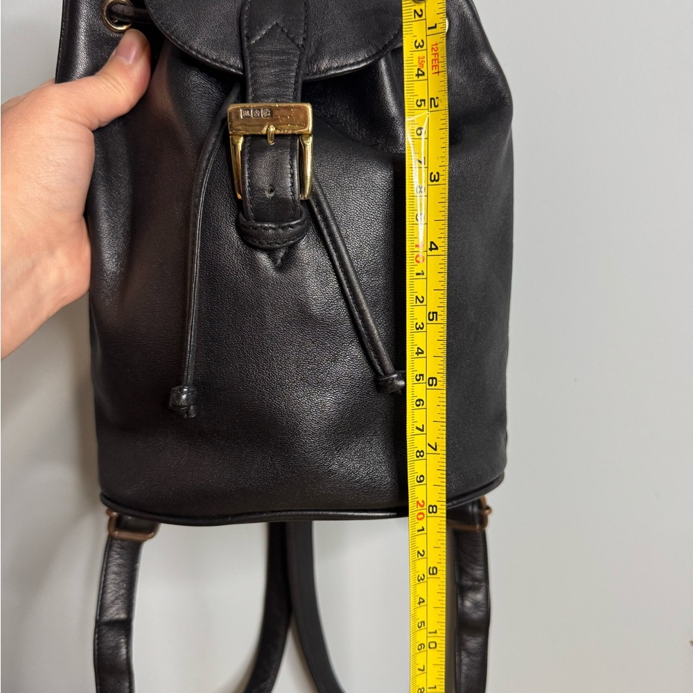 Ralph Lauren Black Leather Drawstring Backpack - Picture 13 of 14
